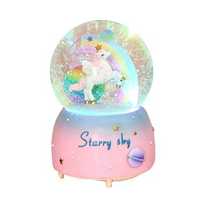 �X�m�[�h�[�� ���j�R�[�� �N���X�}�X �v���[���g �T���^�N���[�X �c���[ Snow Globe for Kids, VECU Unicorn Snow Globes with Musics Led Unicorn Music Box for Girls, Granddaughters Babies Birthday