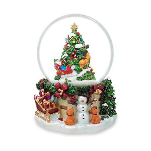 Xm[h[ Xm[} Ⴞ NX}X v[g T^N[X c[ BestPysanky Snowman & Dogs Watching Santa Musical Snow Globe