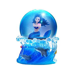 Xm[h[ l }[Ch CJ NX}X v[g T^N[X c[ Mermaid Snow Globe with Colorful Lights, Shells, Coral,Musical Box Plays Tune by The Beautiful Sea for Home Decor Christmas Birthday Gift (C