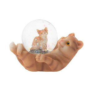 Xm[h[ L lR Lbg NX}X v[g T^N[X c[ Elanze Designs Striped Tabby Cat and Kitten Figurine 45MM Glitter Water Globe Decoration