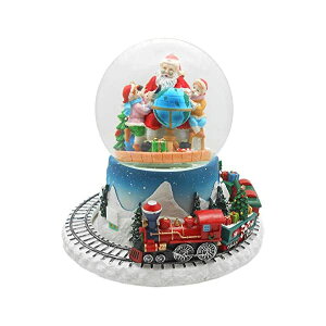 �X�m�[�h�[�� �@�֎� �N���X�}�X �v���[���g �T���^�N���[�X �c���[ Lightahead Musical Christmas Santa with Children Figurine Water Ball, Snow Globe with The Inside Figurine and Outside Train Revolving in polyresin