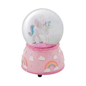 �X�m�[�h�[�� ���j�R�[�� �N���X�}�X �v���[���g �T���^�N���[�X �c���[ Elanze Designs Unicorn Rainbows on Pink Musical 80MM Water Globe Plays Tune The Unicorn