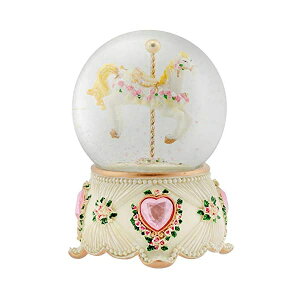 Xm[h[ [S[h NX}X v[g T^N[X c[ Rose Garland Horse and Carousel 100MM Musical Water Globe Plays Tune Carousel Waltz