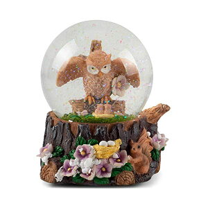 �X�m�[�h�[�� �t�N���E �� �I�E�� �N���X�}�X �v���[���g �T���^�N���[�X �c���[ Elanze Designs Wise Owl 100MM Music Water Globe Plays Tune Music of The Night