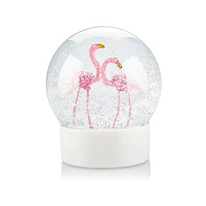 �X�m�[�h�[�� �t���~���S �N���X�}�X �v���[���g �T���^�N���[�X �c���[ Mingfuxin Flamingo Snowglobe Crystal Ball with White Base, Glitter Glass Snow Globe Flamingo Christmas Snow Globe for Girls Kids Women Adults Gift,100MM