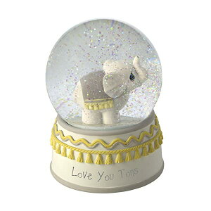 Xm[h[ vVX[c ]E  NX}X v[g T^N[X c[ Precious Moments Resin/Glass Love You Tons Elephant Musical Snow Globe, Gray Chevron