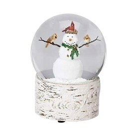 スノードーム スノーマン 雪だるま クリスマス プレゼント サンタクロース ツリー Snowman with Cardinal Friends 6 Inch Resin Musical Snowglobe Plays Holly Jolly Christmas