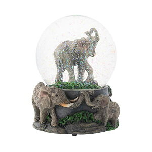 �X�m�[�h�[�� �]�E �� �G���t�@���g �N���X�}�X �v���[���g �T���^�N���[�X �c���[ Elanze Designs Elephant Pride Family 100MM Musical Water Globe Plays Tune Born Free