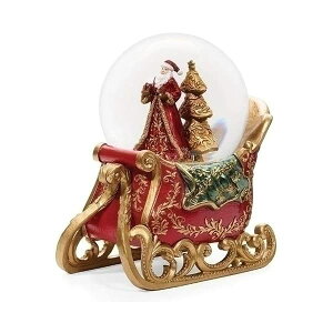 �X�m�[�h�[�� �\�� �N���X�}�X �v���[���g �T���^�N���[�X �c���[ Santa Sleigh Glitterdome Scarlet and Gold 7 x 4 Resin Holiday Musical Snow Globe