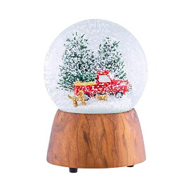 スノードーム 犬 イヌ ワンちゃん 車 トラック クリスマス プレゼント サンタクロース ツリー Red Truck With Dogs Cherry Woodgrain 6 x 4 Resin and Metal Holiday Musical Snow Globe