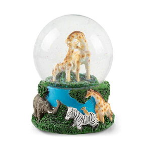 Xm[h[ L NX}X v[g T^N[X c[ Elanze Designs Giraffes Zebras and Elephants 100MM Music Water Globe Plays Tune Don't Fence Me in