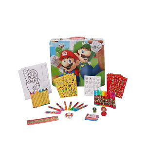�X�[�p�[�}���I �ʂ肦 �v���C�Z�b�g ���ł��� Stickers, & Art Supplies Innovative Designs Mario Brothers Super Mario Deluxe Activity Set with Carrying Tin, Coloring Sheets, Tattoos,