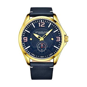 �X�g�D�[�����O �I���W�i�� �r���v Stuhrling Original 3934.5 �����Y �j���p ���U�[ �{�v ���v �E�H�b�` Stuhrling Original Mens Leather Watch -Aviation Watch, Quick-Set Day-Date, Leather Band with Steel Rivets, Men Watch Collecti