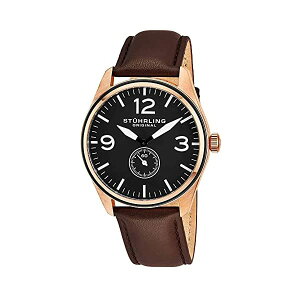 �X�g�D�[�����O �I���W�i�� �r���v Stuhrling Original 931.03 �����Y �j���p ���U�[ �{�v ���v �E�H�b�` Stuhrling Original Men's 931.03 Aviator Rose Gold-Tone Stainless Steel Watch with Brown Leather Band