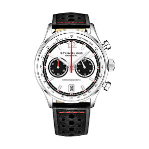 �X�g�D�[�����O �I���W�i�� �r���v Stuhrling Original 933 �A�i���O �����Y �j���p ���U�[ �{�v ���v �E�H�b�` Stuhrling Original Men's Leather Tachymeter Watch - Stainless Steel Case - Analog Dial with Date 933 Watches for Me