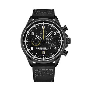 �X�g�D�[�����O �I���W�i�� �r���v Stuhrling Original 929 �N���m�O���t �����Y �j���p ���U�[ �{�v ���v �E�H�b�` Stuhrling Original Men's Aviator Chronograph Watch with Date and 24 Hour Subdial and Leather Strap