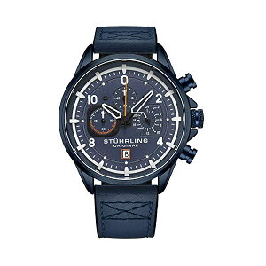 �X�g�D�[�����O �I���W�i�� �r���v Stuhrling Original 929 �N���m�O���t �����Y �j���p ���U�[ �{�v ���v �E�H�b�` Stuhrling Original Men's Aviator Chronograph Watch with Date and 24 Hour Subdial and Leather Strap