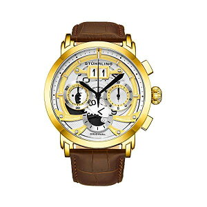�X�g�D�[�����O �I���W�i�� �r���v Stuhrling Original 926 �N���m�O���t �����Y �j���p ���U�[ �{�v ���v �E�H�b�` Stuhrling Andover Chronograph Men's Watch Stainless Steel Case with Leather Strap 47MM Case