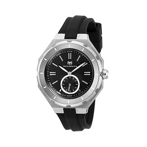 �e�N�m�}���[�� �r���v �E�H�b�` ���v ���f�B�[�X �����p Technomarine Women's Cruise Stainless Steel Quartz Watch with Silicone Strap, Black, 17 (Model: TM-118002)