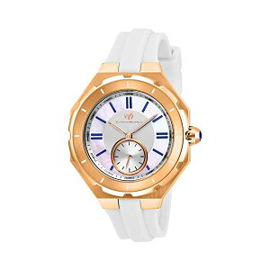 �e�N�m�}���[�� �r���v �E�H�b�` ���v ���f�B�[�X �����p Technomarine Women's Cruise Stainless Steel Quartz Watch with Silicone Strap, White, 17 (Model: TM-118009)