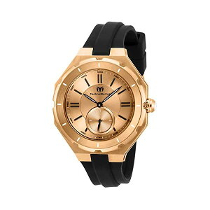 �e�N�m�}���[�� �r���v �E�H�b�` ���v ���f�B�[�X �����p Technomarine Women's Cruise Sea Lady Stainless Steel Quartz Watch with Silicone Strap, Black, 17 (Model: TM-118007)