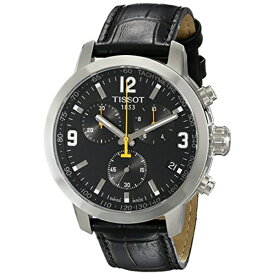 ティソ Tissot 腕時計 メンズ 時計 Tissot Men's TIST0554171605700 PRC 200 Chronograph Stainless Steel Watch with Black Leather Band