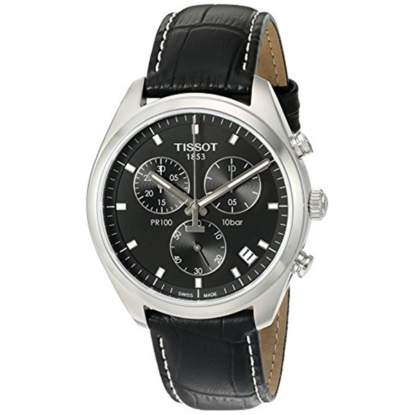 ティソ Tissot 腕時計 メンズ 時計 激安通販専門店 Men's 'Pr 100' Swiss Quartz Model: Stainless Dress Steel T1014171605100 and 在庫一掃 Color:Black Leather Watch