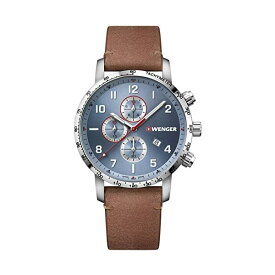 ウェンガー WENGER 腕時計 ウォッチ 時計 スイス クォーツ メンズ 男性用 Wenger Men's Stainless Steel Swiss Quartz Sport Watch with Leather Strap, Brown, 22 (Model: 01.1543.114)