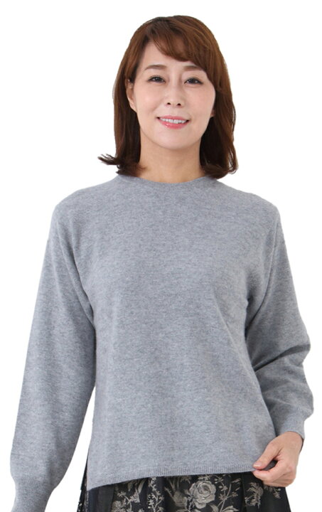 楽天市場】婦人 丸首 カシミヤ セーター スリット入 M/L 【カシミヤ 