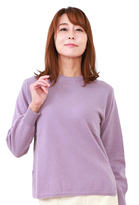 楽天市場】婦人 丸首 カシミヤ セーター スリット入 M/L 【カシミヤ 