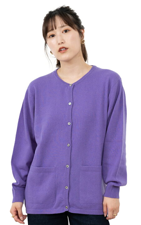 美品】 theory カシミヤ100％ニットカーディガン 2 パープル カシミヤ  