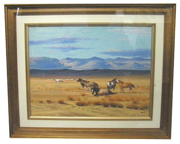 モンゴル民芸品 一部予約 大きい割引 絵画 朝