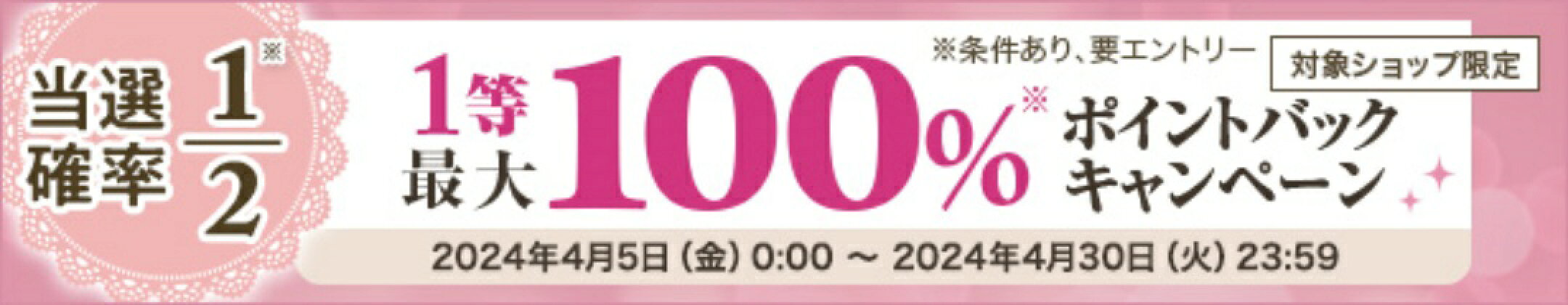 当選確率2分の1！1等最大100%ポイントバックキャンペーン