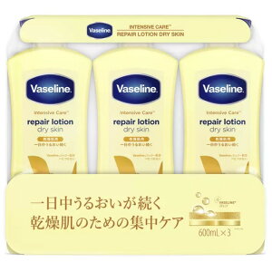 (乾燥肌用 Vaseline ヴァセリン リペアローション 600ml×3)ボディ用 ミルク イエロー 韓国 体 ローション スキンケア まとめ買い 3本 3個 70508