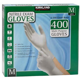 （カークランド ニトリルグローブ ゴム手袋 Mサイズ 400枚（200枚×2箱））KIRKLAND ビニール手袋 掃除 整備 ニトリル グローブ 584550