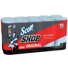 （スコット ショップタオル ブルーロール 55枚×10ロール）柔軟で丈夫な厚めのペーパーウエス 整備や掃除に Scott 1509965