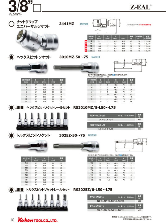 楽天市場】Ko-ken RS3400MZ/12 Z-EAL 3/8