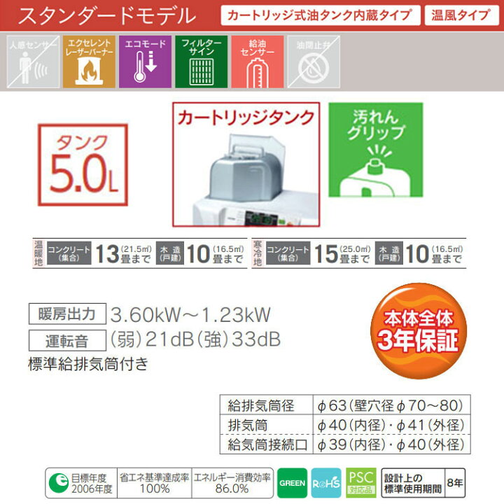 楽天市場】【LINE追加で最大2000円OFF】 FF式ストーブ 灯油タンク内蔵 