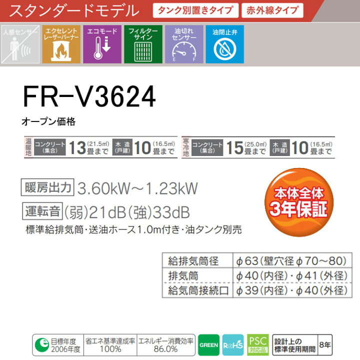 楽天市場】【LINE追加で最大2000円OFF】 FF式ストーブ トヨトミ FR 
