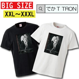 Tシャツ ビッグサイズ BIG SIZE でかT TRON 大きめ オーバーサイズ 半袖 トップス 半袖シャツ カットソー 天使 小悪魔 羽 女性 外国人 英字 スカル 髑髏 どくろ セクシー ロック エンジェル お洒落 可愛い かっこいい デザイン 人気 黒白Tシャツ