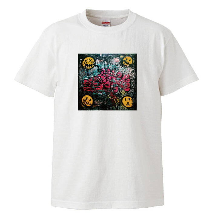 楽天市場 Tシャツ 半袖 トップス 半袖シャツ カットソー スマイル ニコちゃんマーク イラスト 手書き風 ポップ ストリート スプレー 落書き カラフル お洒落 可愛い かっこいい デザイン 人気 黒tシャツ 白tシャツ おすすめ Tron 楽天市場店