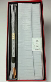 和装小物　夏用絽の帯〆、帯揚げセット法事、お通夜用グレー(灰色)　正絹　喪服、色無地に儀式用着付小物