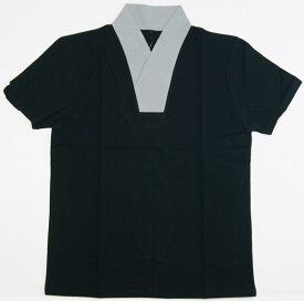 男物半襦袢　Vネック　グレー色半襦袢 M/Lサイズ　Tシャツタイプ襟が広がらない　仕事着物、浴衣、作務衣に　和装小物