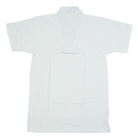 夏用男物TシャツタイプVネック半襦袢　白色駒絽半衿付半袖 M/L/LLサイズ　襟が広がらないVネック　仕事着物、浴衣、作務衣に　紳士和装小物