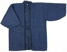 男性綿入り半纏(半天)　ソフトデニム半天紺色(ネイビー)　M/L/LLサイズ　防寒着、省エネ、エコ、節電　紳士袢天上着