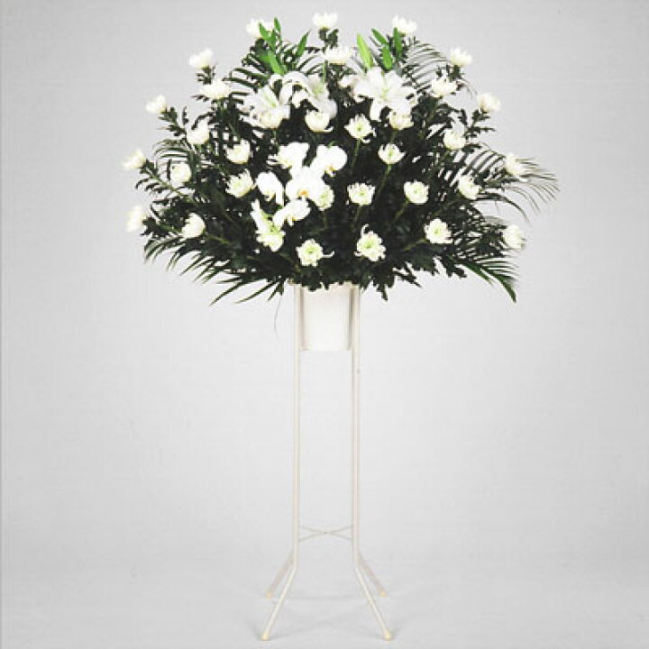 楽天市場 スタンド花 当日配達 葬儀 葬式の供花 供花 仏花 法事 仏事 お盆 命日 お彼岸花キューピットのお供え用スタンド１段 白あがり Gs13yr インターネット花キューピット