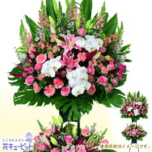 【スタンド花・花輪(開店祝い・開業祝い)】花キューピット 新築 引っ越し お祝い 記念日 竣工 講演会 授賞式 スタンド花お祝い2段(ピンク系)gs222yr-511689