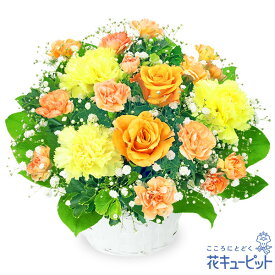 【誕生日フラワーギフト・バラ】花キューピット 花 誕生日 お祝い 記念日 プレゼント 彼氏彼女 夫婦 祖父母 友達 友人 オレンジバラのアレンジメントya0b-511999