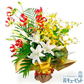 還暦祝い・長寿祝い 花 ギフト 誕生日 お祝い 記念日 花キューピットのユリの花束yv00-512391