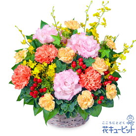 お祝い返し 花 ギフト お祝い 記念 感謝 お礼 プレゼント花キューピットのオレンジカーネーションのアレンジメントyu00-512435